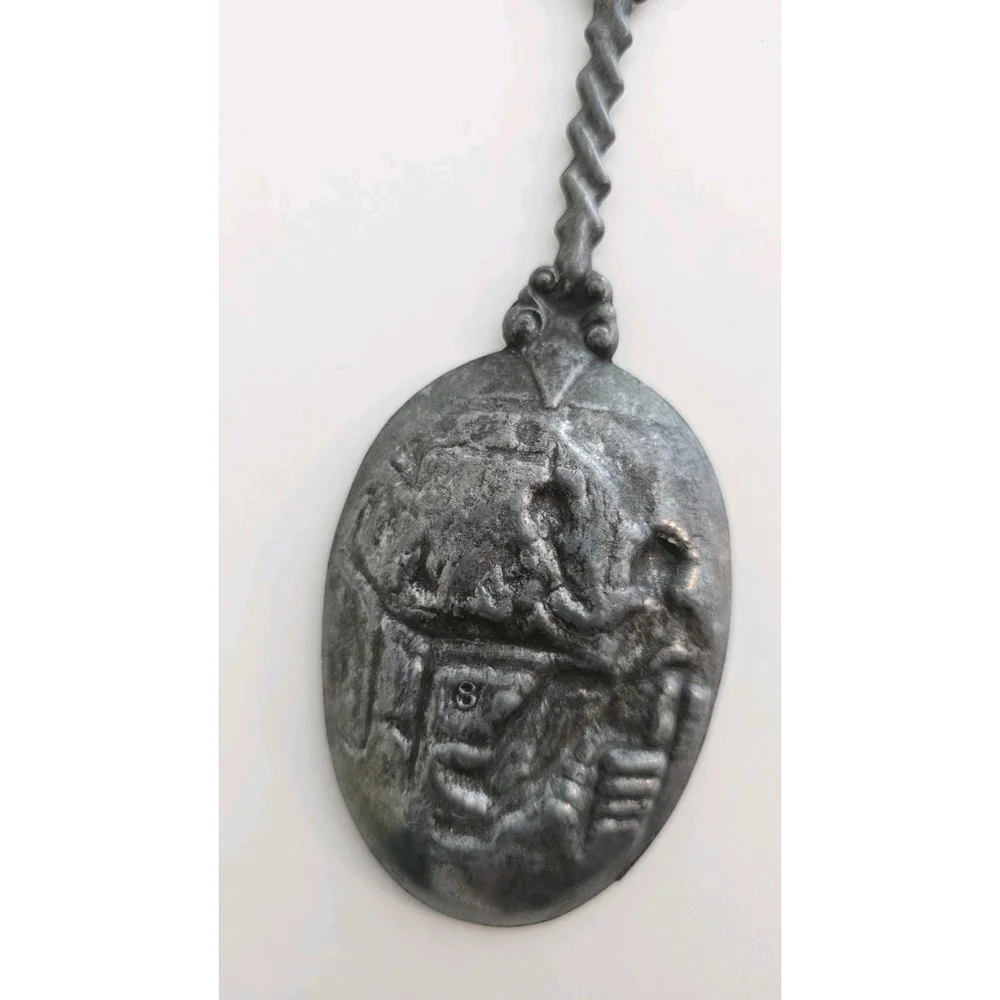 Old WWI Holland VOLENDAM ''Battle of Texel'' Pewter Decorative Collectible Spoon